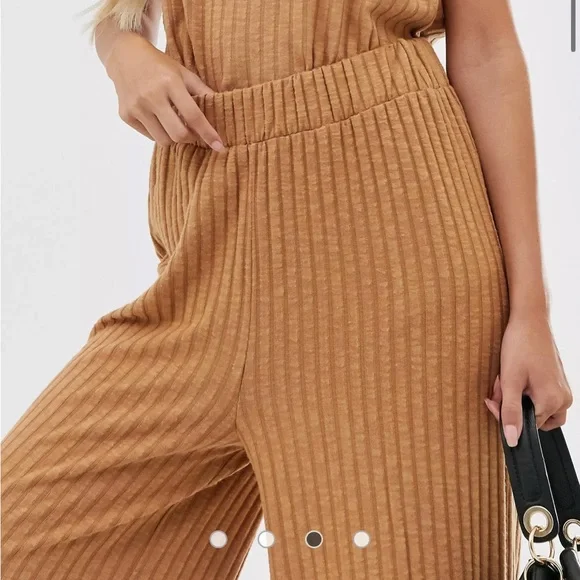 ASOS camel wide leg knit pants - Picture 3 of 3